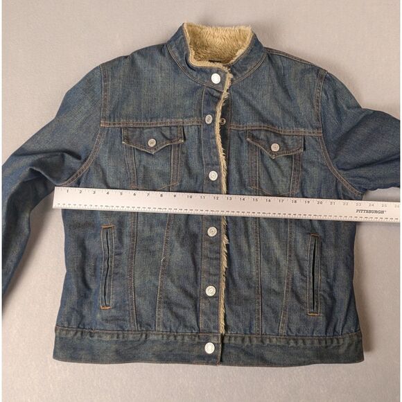 Women's GAP Y2K Vintage Fur Lined Denim Jacket Size XL - Picture 7 of 7